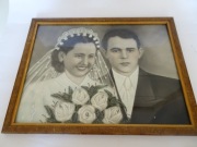 Monidło, portret ślubny retro, obraz z fotografii, vintage, retro