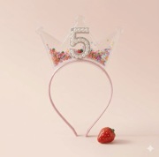 Opaska włosów korona urodziny dla dziewczynki 5 lat urodzinki przebranie