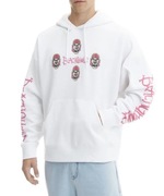 Nowa ocieplana biała bluza męska z kapturem w czaszki Cropp M