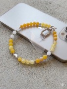 Biżuteryjna smycz do telefonu Agat matowy, Cytryn i Jadeit, Mattè Prism