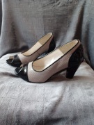 Beżowe czarne buty obcasy 36 