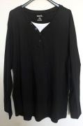 Czarna bluzka z białą wstawką 2w1 długi rękaw Longsleeve bawełna XXL