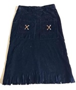 Czarna aksamitna spódnica midi z frędzlami boho goth r.S unikat