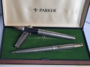 Parker 75 Ciselé Sterling Silver pióro 14K XF i długopis, USA lata 60.-80.