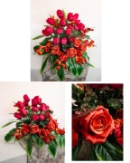 Kompozycja cmentarna czerwona 75 cm beton misa trwała