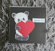 Kartka walentynkowa ręcznie robiona  miś walentynki