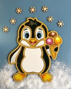 Drewniane puzzle konturowe "Pingwin"