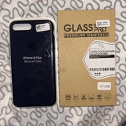 Pokrowiec granatowy Apple iPhone 7 Plus 8 + Silicone Case