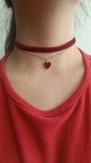 Choker bordowy welurowy z sercem COQUETTE