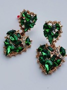 Kolczyki sztyfty vintage retro zielone cyrkonie 