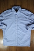 Koszula Eterna r. 42 nieb-biała dł rękaw w paski bawełniana męska modern