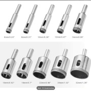 Zestaw 10 diamentowych wierteł koronowych
