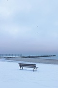 Plakat Bałtyk 30x40 Ławka Zima Prezent Pejzaż