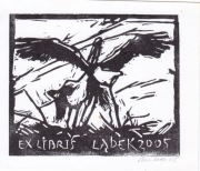 Bociany w gnieździe- linoryt ostatnia odbitka