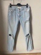ZARA Denim dżinsy z dziurami srebrne lampasy 38 M 