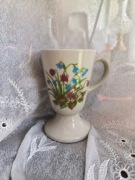 Gres stary francuski kubek ceramiczny w kwiaty vintage