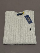 Polo Ralph Lauren sweter vintage cable knit szary basic S unisex