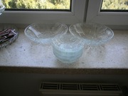 KROSNO dwie duże salaterki + 4 małe GRUBE SZKŁO PRL