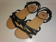 H&M - Sandałki rozm. 37 23,5cm czarne dla dziewczynki