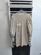 Beżowa sukienka Pink Air z bufiastymi rękawami, rozmiar M (38)