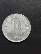Niemcy 10 fenigów 1916 rok (D, CuNi)