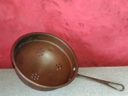 Stary miedziany cedzak durszlak antyk