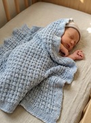 Handmade Kocyk Niemowlęcy Big Merino Stalowy Błękit 55x80cm