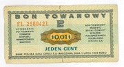 Bon towarowy 1 cent 1969 rok