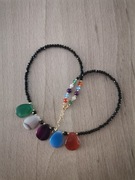 Naszyjnik choker regulacja turmalin agat tygrysie Karneol spinel przedłużka