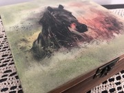 Pudełko szkatułka koń decoupage, 