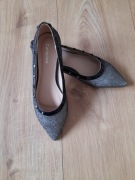 Srebrne baleriny materiałowe