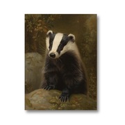 Borsuk wita dzień – plakat z borsukiem w stylistyce obrazu olejnego 30x40cm