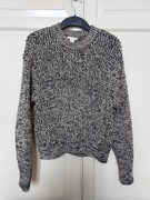 Czarno-biały melanżowy sweter oversize, gruby splot, H&M