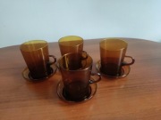 PRL-MIODOWE SZKLANKI Z UCHWYTEM I PODSTAWKAMI