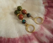 Kolczyki Unakt azuryt lawa wulkaniczna Kamienie Naturalne Rękodzieło