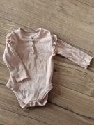 George body różowe prążek guziki falbanka 68