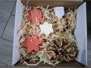 Box zestaw prezent świąta świece sojowe gumka do włosów branzoletka