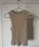 Przepiękny prążkowy top Zara beżowy S