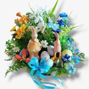 Stroik wielkanocny wiosenny na stół 30 cm kwiaty ceramiczne ozdoby prezent