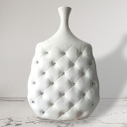 Nowy ceramiczny wazon z kryształkami Glamour Elegancka biel Zestaw 2szt