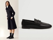 MANGO mokasyny czarne pantofle skóra eko NOWE 38