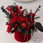 Box Flower Box świąteczny stroik ozdoba na stół komodę czerwony naturalny