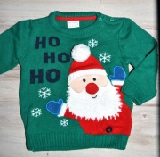 363* F&F Świąteczny sweter Mikołaj 6/9 msc_ 74/82 cm