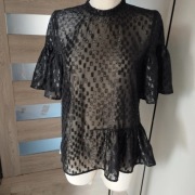 Bluzka damska H&M r. 36 czarna baskinka krótki rękaw