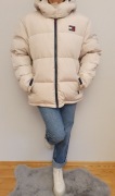 damska kurtka Tommy Hilfiger zimowa  beżowa kremowa puffer puchowa pierz