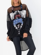 Tunika DIESEL Bluza Oversize Siatka Mesh Design Unikatowa Grafika XXS-XL