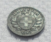 Szwajcaria Konfederacja 2 rappeny centymy 1943 KM# 4.2b Cynk Rzadkie