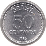 BRAZYLIA 50 centavos 1986, KM# 604, AU