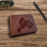 Prezent dla motocyklisty dla żużlowca Portfel z motocyklem z grawerem 