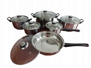 GARNKI ZESTAW KOMPLET 12 ELEMENTÓW 4 garnki + rondel + głęboka patelnia